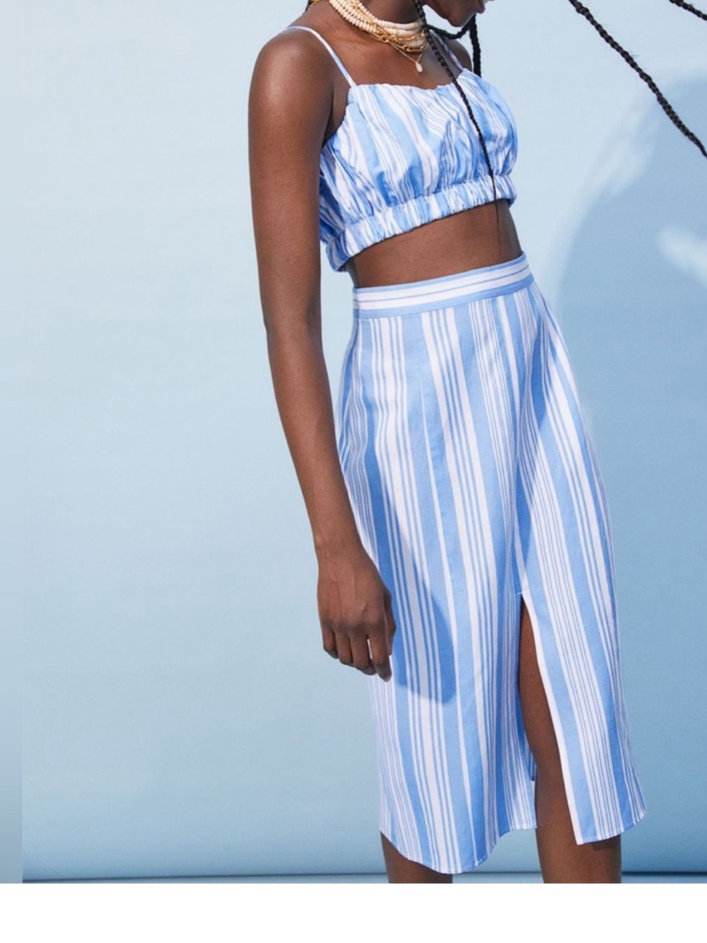 LEMLEM X H&M Stripe Midi Skirt Sz 2 XS